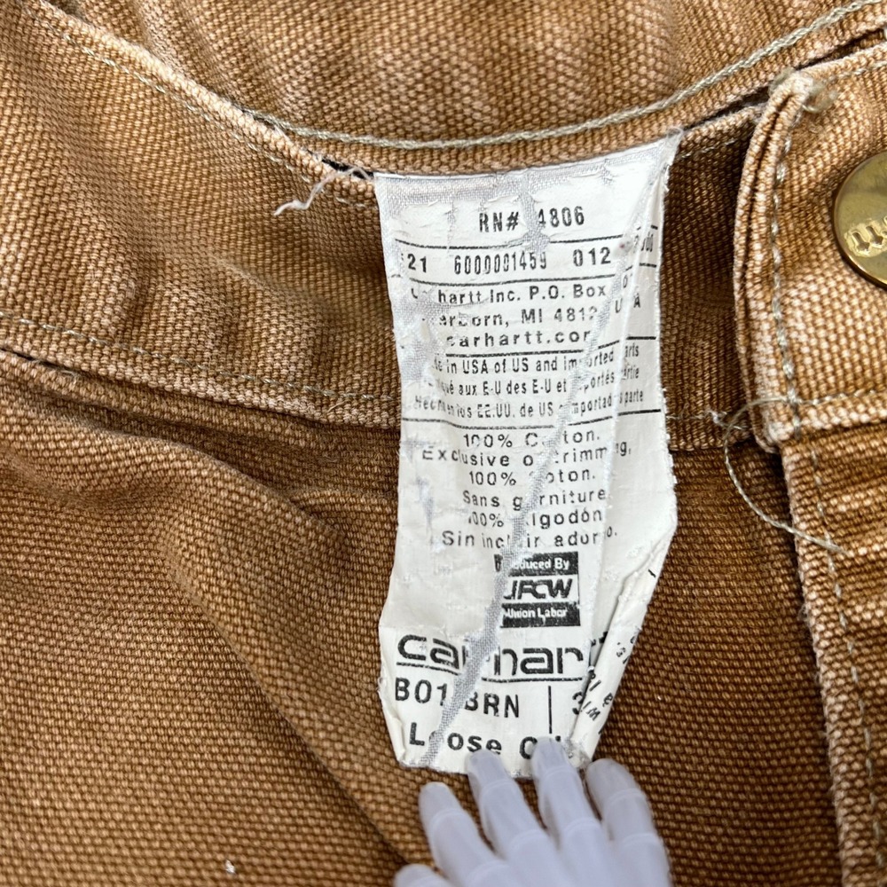 Carhartt B01 Double Front Duck Work Pants Brown 38(34)x30 Distressed Made in USA - Picture 10 of 12